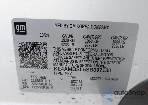 2025 Buick Encore Gx Preferred Fwd from USA, damaged, VIN KL4AMBSL5SB097130